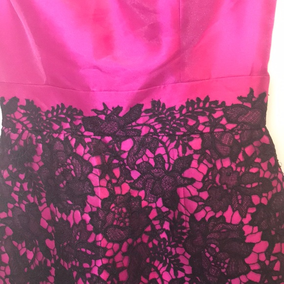 Love Fuchsia Dress with Black Lace Overlay Size 8 - Picture 3 of 8